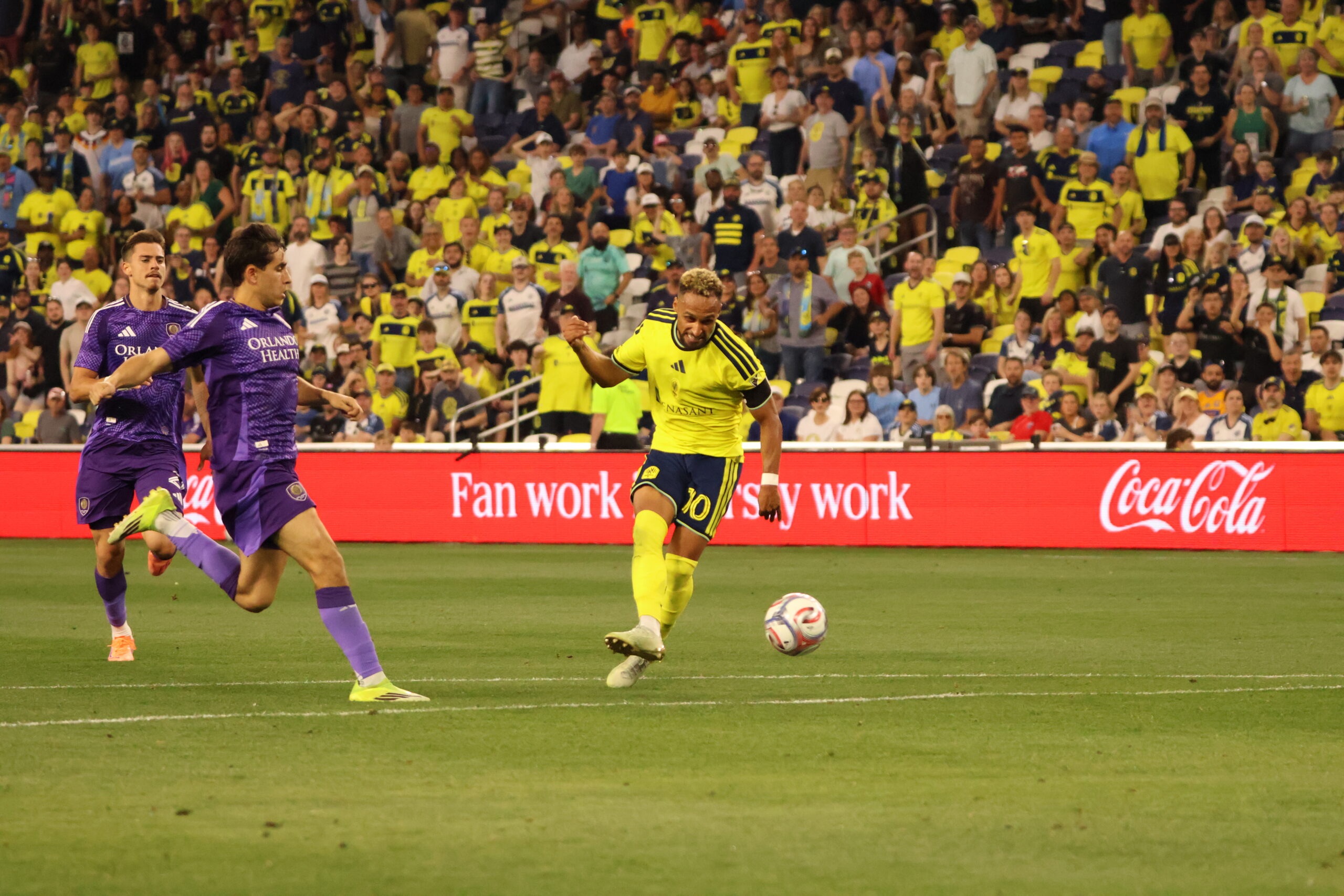 Surridge hat-trick celebration