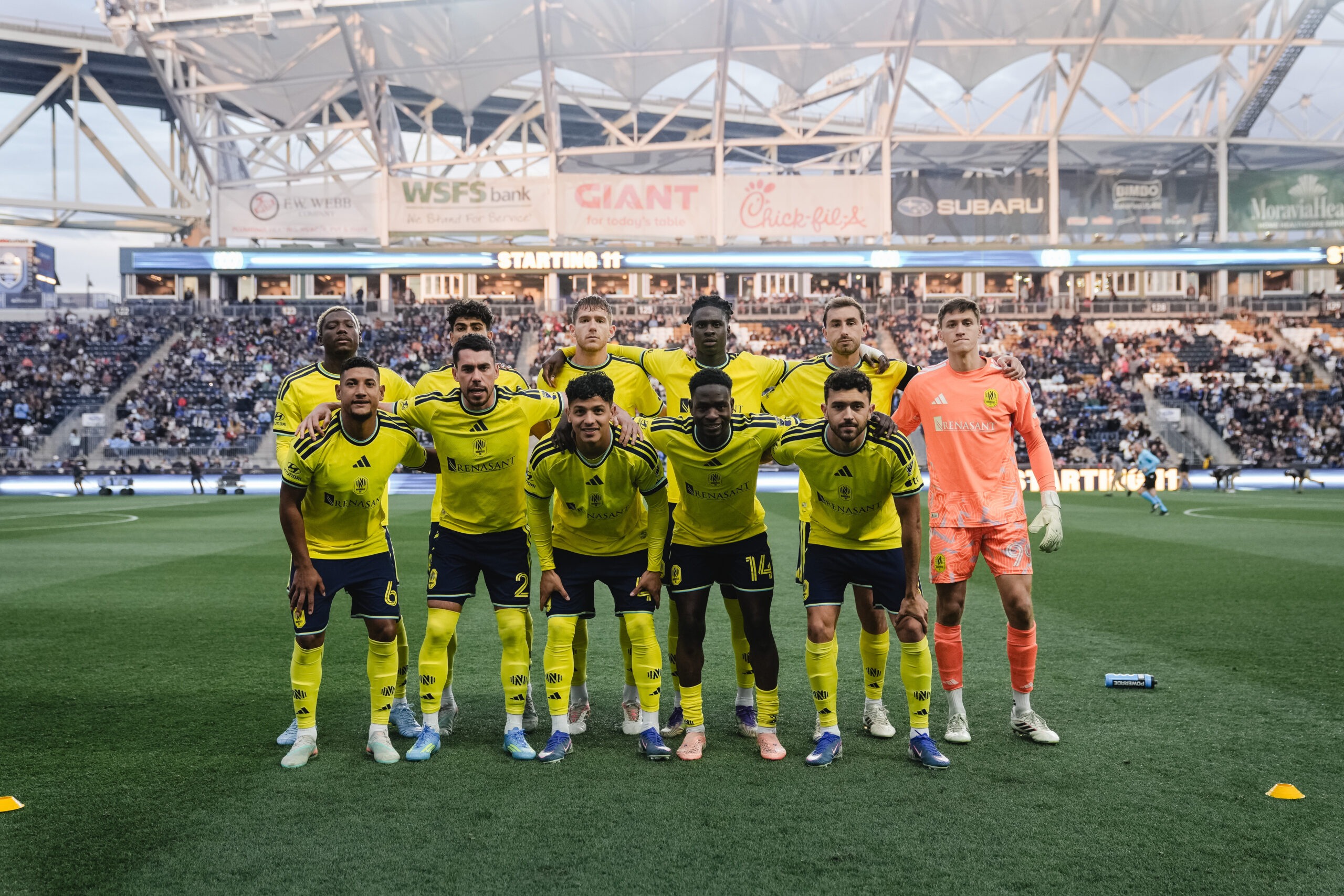 El once inicial de Nashville SC en el Subaru Park